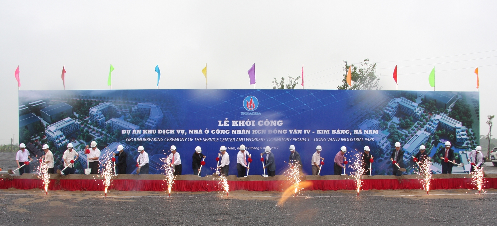 VIGLACERA's groundbreaking ceremony of the service area, housing for workers in Dong Van 4 Industrial Zone, Kim Bang, Ha Nam